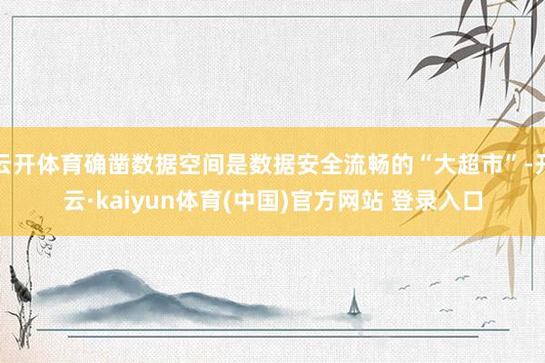 云开体育确凿数据空间是数据安全流畅的“大超市”-开云·kaiyun体育(中国)官方网站 登录入口